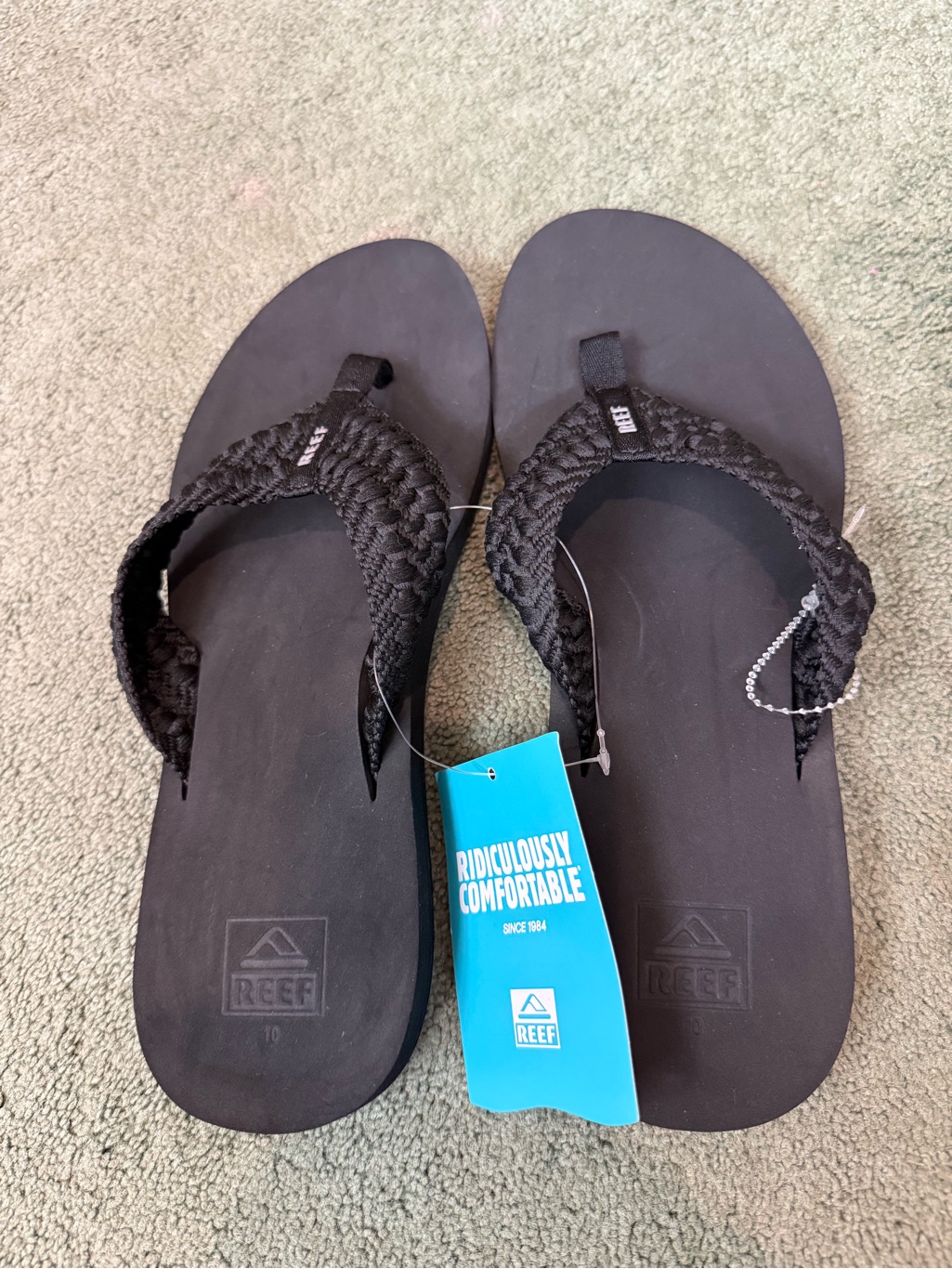 Reef Ladies Black Braided Flip Flop Sandals  Black Brand New